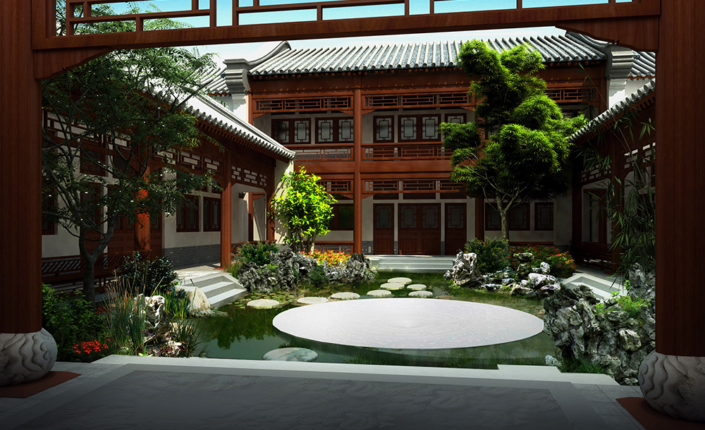 北京私人四合院中式庭院景观设计
